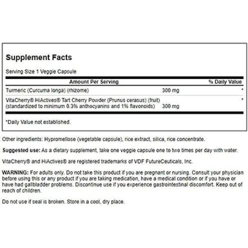 Swanson Hiactives Tart Cherry & Turmeric 60 Veg Capsules