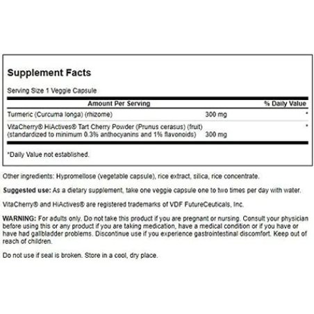 Swanson Hiactives Tart Cherry & Turmeric 60 Veg Capsules