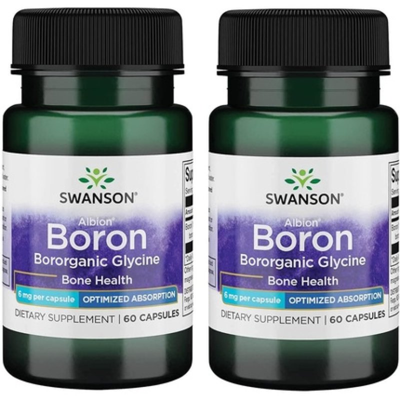 Swanson Boron from Albion Boroganic Glycine Supplement Supporting Joint Health & Bone Health 60 Capsules 6mg