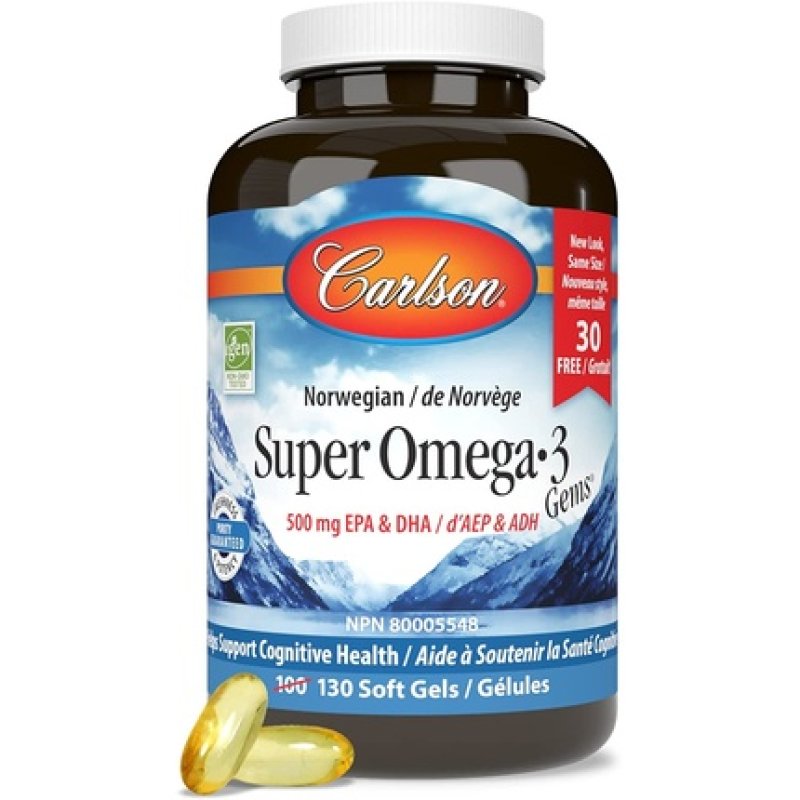 Carlson Labs Wildfang Super Omega-3 Gems 1200mg 100 30 Softgels
