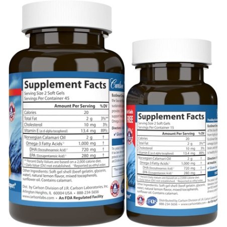 Carlson EcoSmart Omega-3 1000mg Lemon Flavored Soft Gels - 120 Count