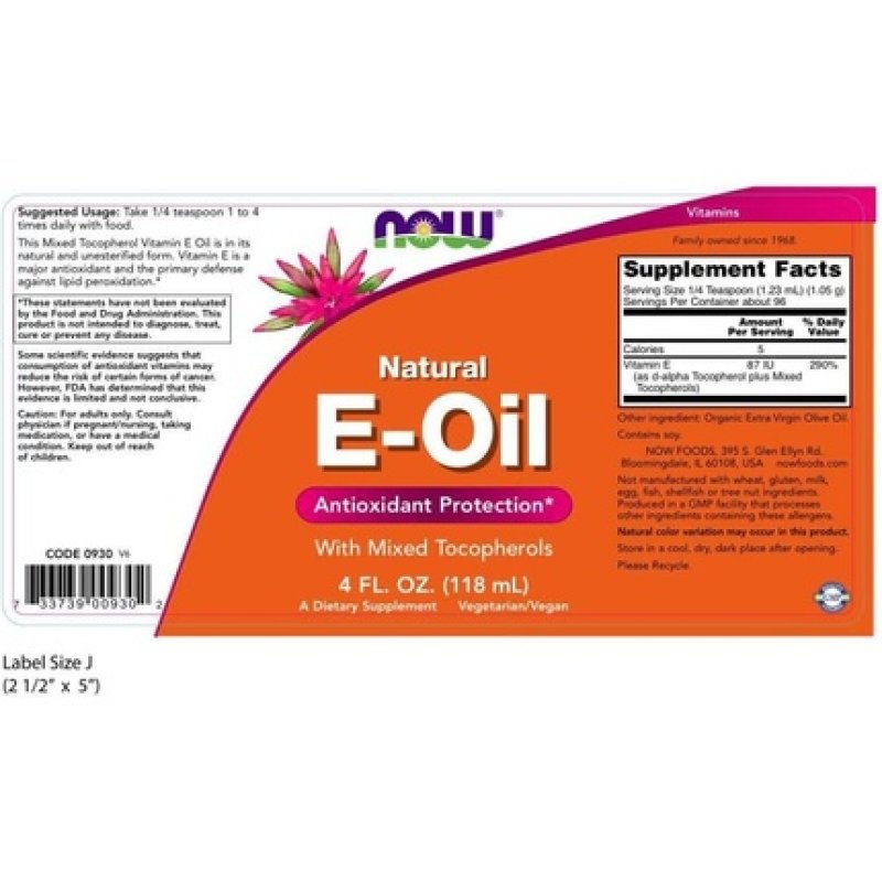 Now Foods Natural Liquid Vitamin E 118ml 140g
