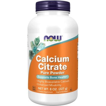 NOW Supplements Calcium Citrate Powder Highly Bioavailable Supports Bone Health 8-Ounce