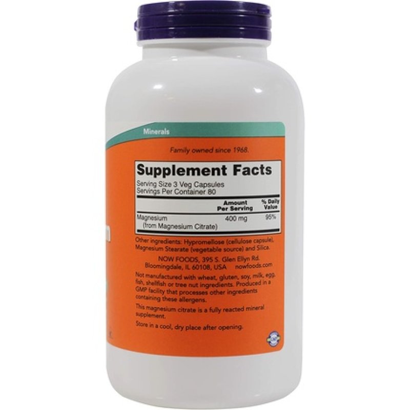NOW Magnesium Citrate 400mg 240 Veg Capsules