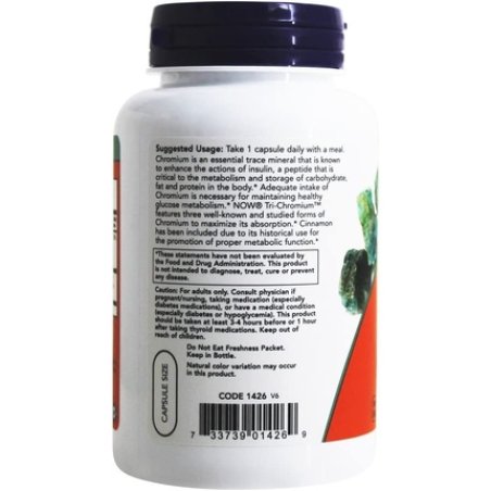 NOW Foods Tri-Chromium 500mcg Vegetarian Capsules 180 Count