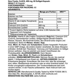 Now Foods CoQ10 400mg Coenzyme Energy Production 60 Softgel Capsules