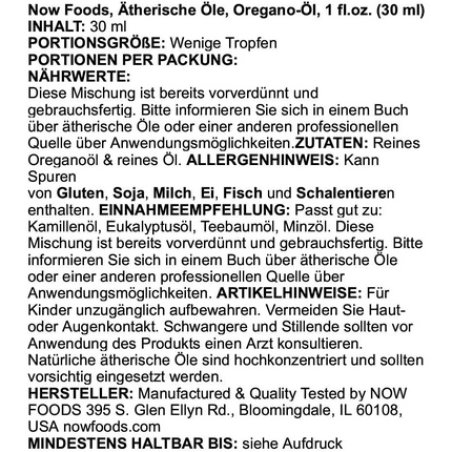 Now Foods Oil of Oregano Natural Essential Oils Aromatherapy Fragrance Oils 30ml