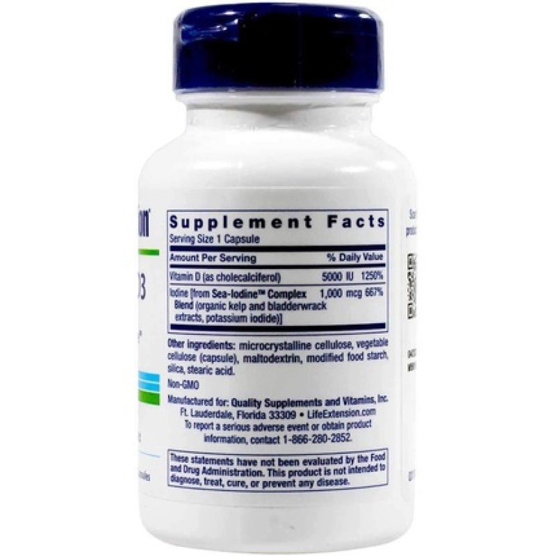 Vitamin D3 with Sea-Iodine 5000 IU 60 Capsules - Pack of 2