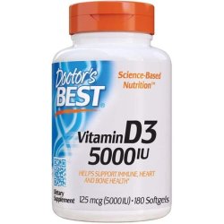 Doctor's Best Vitamin D3 5000IU Non-GMO Gluten & Soy Free 180 Count