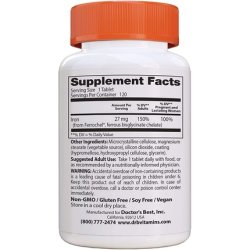 Doctor's Best High Absorption Iron Tablets 27mg 120 Count