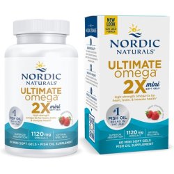Nordic Naturals Ultimate Omega 2X Mini Strawberry Flavor High-Potency Omega-3 Fish Oil Supplement 60 Mini Soft Gels