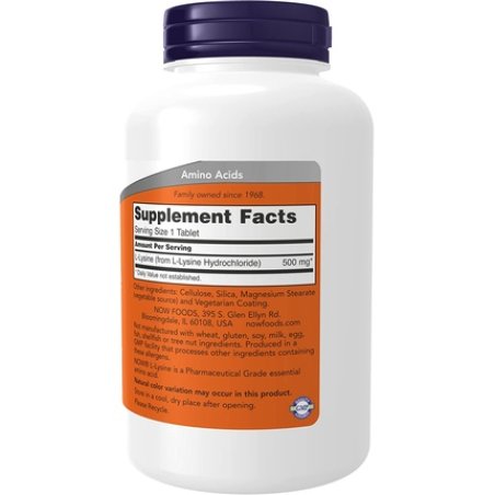 Now Foods L-Lysine 500mg 250 Tablets