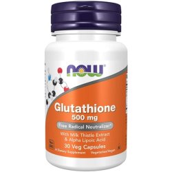 Now Foods Glutathione with Milk Thistle Extract and Alpha Lipoic Acid 500mg 30 Vcaps