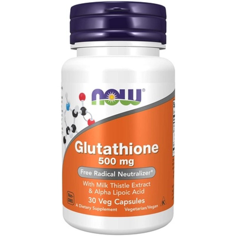 Now Foods Glutathione with Milk Thistle Extract and Alpha Lipoic Acid 500mg 30 Vcaps