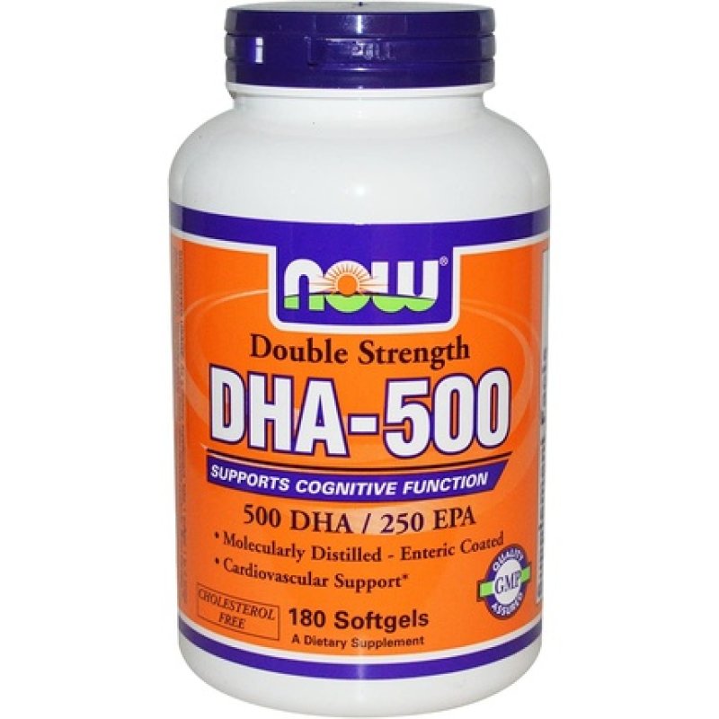 Direct to Peeps Now Foods DHA-500 Double Strength Omega 3 Fish Oil 180 Softgels DHA & EPA
