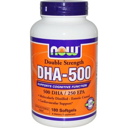 Direct to Peeps Now Foods DHA-500 Double Strength Omega 3 Fish Oil 180 Softgels DHA & EPA