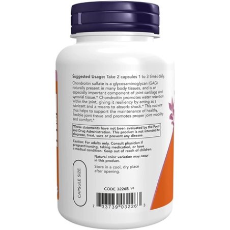 NOW Supplements Chondroitin Sulfate 600mg Joint Health 120 Capsules