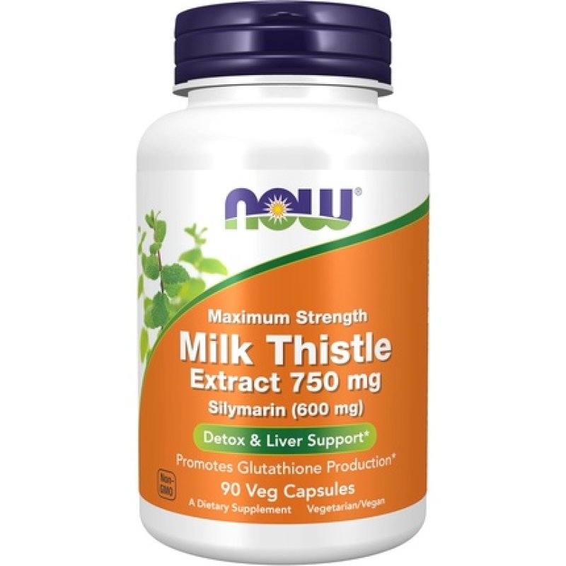 Now Foods Milk Thistle Extract 750mg Silymarin 600mg Maximum Strength - 90 Capsules