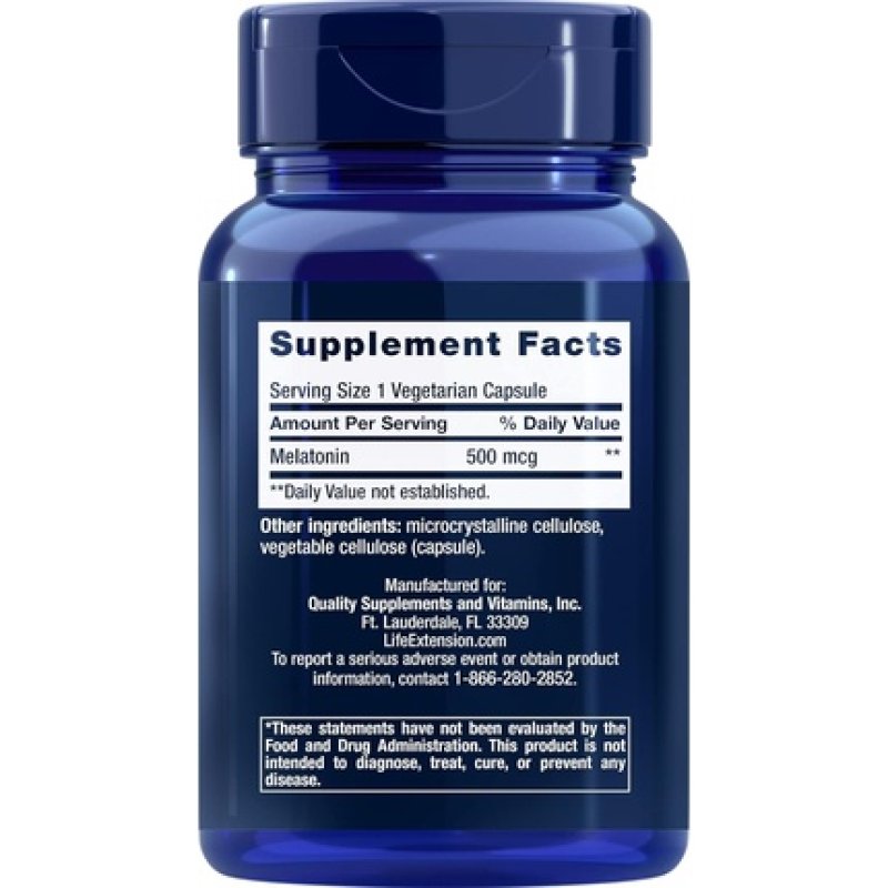 Life Extension Melatonin 500 Mcg Gently Promotes Sleep