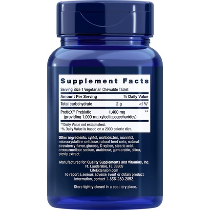 Life Extension Florassist Prebiotic Chewable Natural Strawberry Flavor 60 Tablets