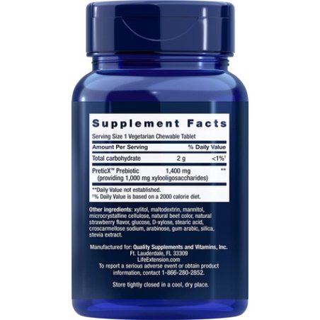 Life Extension Florassist Prebiotic Chewable Natural Strawberry Flavor 60 Tablets