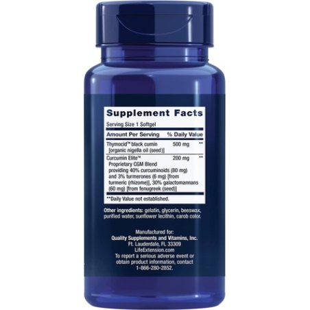 Life Extension Black Cumin Seed Oil & Curcumin Elite Turmeric Extract Supplement Pills 60 Softgels