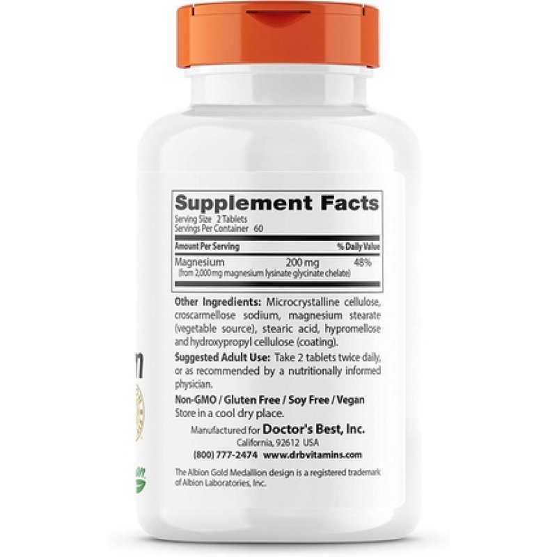 Doctor's Best High Absorption Magnesium 120 Tablets