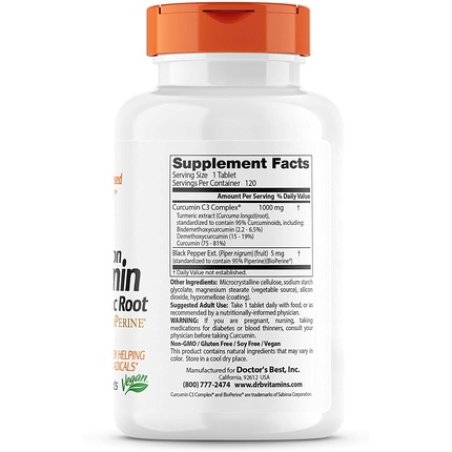 Doctor's Best Curcumin C3 Complex with Bioperine 1000mg Tablets - 120 Count