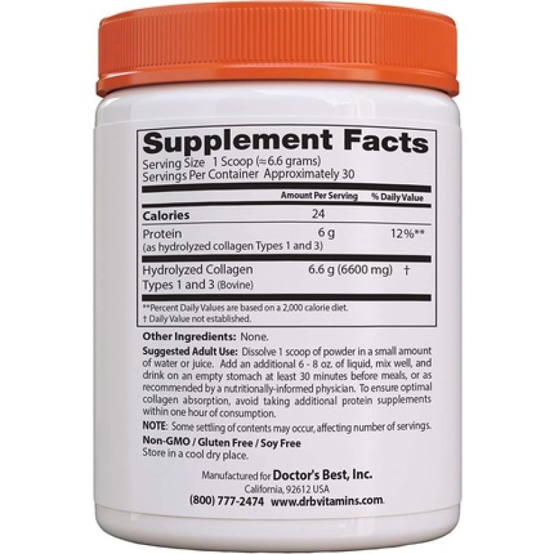 Doctor's Best Pure Collagen Types 1 & 3 Promotes Healthy Skin Hair & Nails 7.1oz