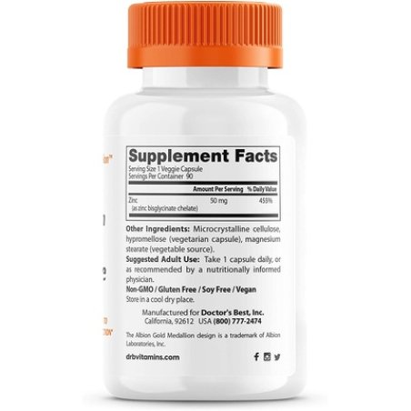 Doctor's Best High Absorption Zinc Bisglycinate 50mg 90 Count