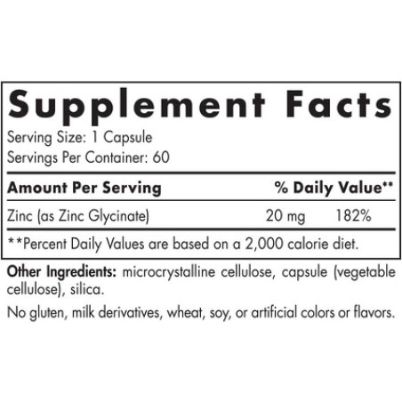 Zinc Glycinate 20mg 60 Capsules