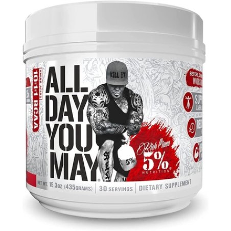 5% Nutrition Rich Piana AllDayYouMay BCAA Powder Watermelon Flavor 15.3oz 30 Servings