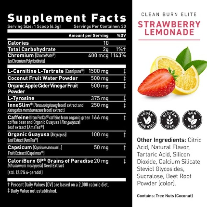 Kaged Clean Burn Elite Thermogenic Powder Strawberry Lemonade