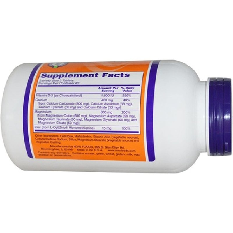 Now Foods Magnesium & Calcium with Zinc and Vitamin D 250 Tablets