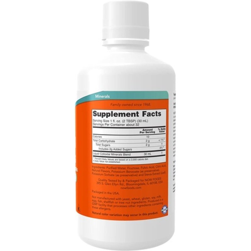 NOW Colloidal Minerals Liquid Essential Trace Minerals Raspberry 32oz