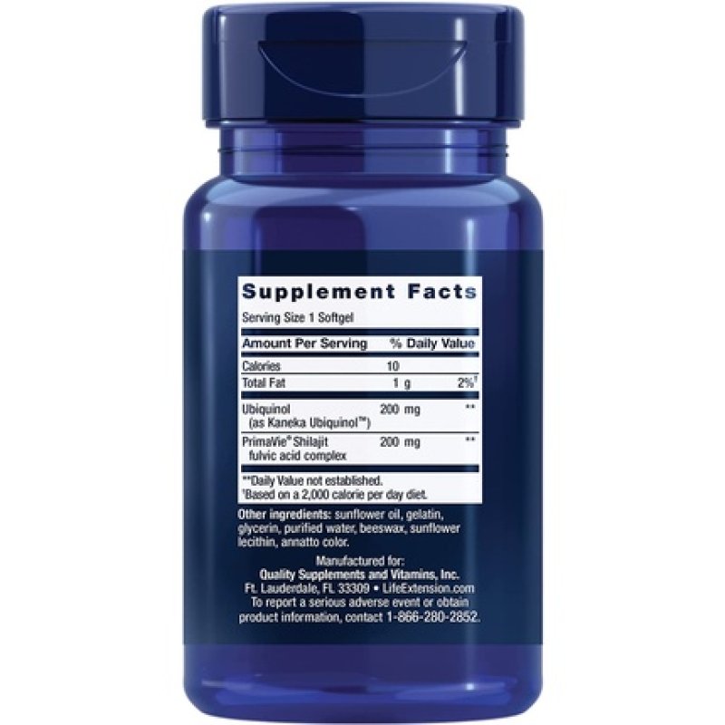 Life Extension Super Ubiquinol CoQ10 with Shilajit 200mg 30 Softgels Soy-Free Gluten-Free