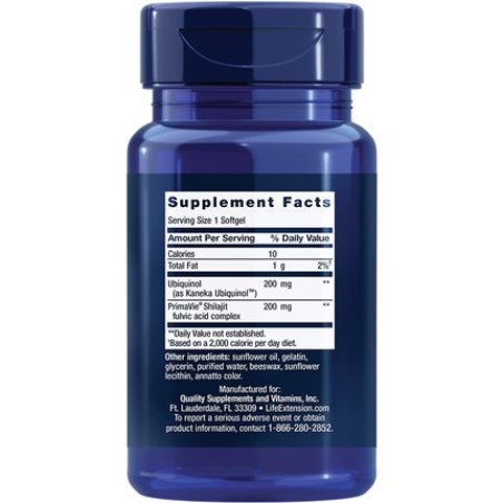 Life Extension Super Ubiquinol CoQ10 with Shilajit 200mg 30 Softgels Soy-Free Gluten-Free