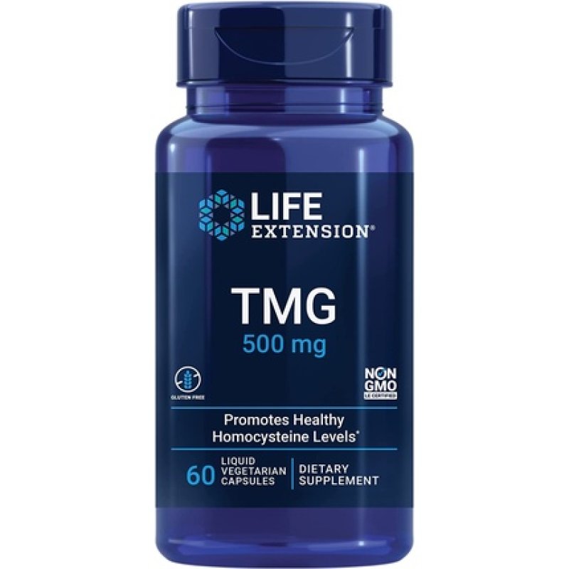 Life Extension TMG Glycinbetain Betaine High Dose Dietary Supplement 500mg 60 Vegetarian Liquid Capsules Gluten-Free