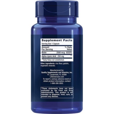 Life Extension Super Alpha-Lipoic Acid with Biotin 250mg 60 Capsules