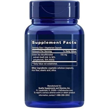 Life Extension Mega Green Tea Extract 98% Polyphenols - High Potency - Decaffeinated - 100 Vegetarian Capsules