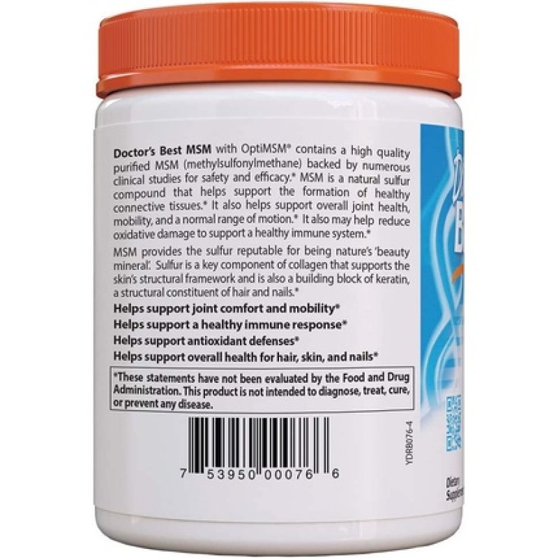 Doctor's Best MSM Powder with OptiMSM Non-GMO Vegan Gluten Free Soy Free 250g