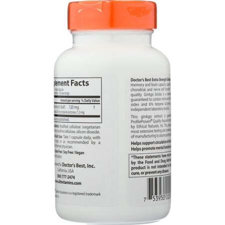 Doctor's Best Extra Strength Ginkgo 120mg 120 Veggie Caps