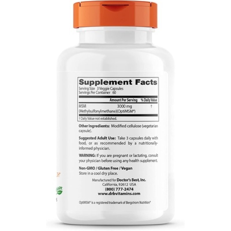 MSM with OptiMSM Vegan 1000mg 180 Vcaps