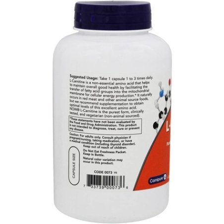 NOW Foods L-Carnitine 500mg 180 Veg Capsules