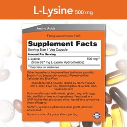Now Foods Lysine 500mg 250 Capsules