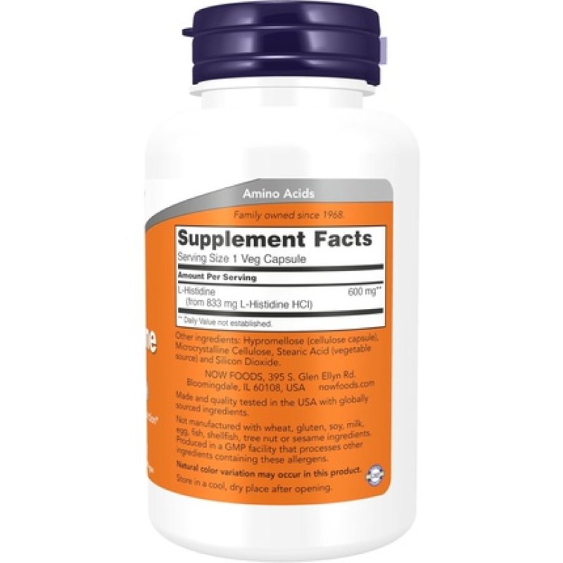 Now Supplements L-Histidine 600mg Essential Amino Acid