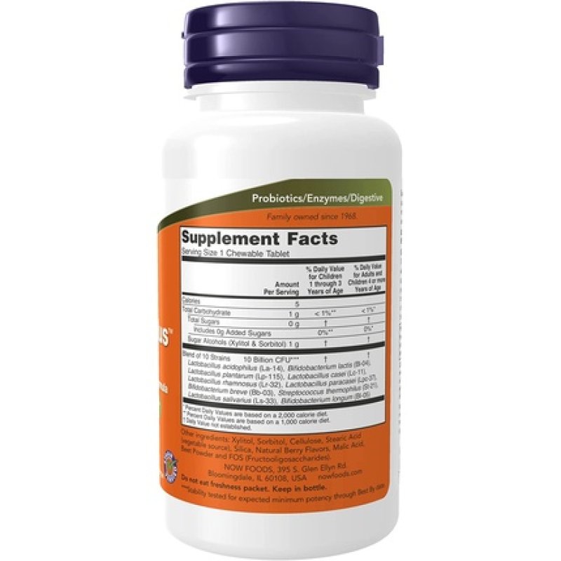 NOW Foods BerryDophilus Extra Strength 10 Billion 50 Chewables
