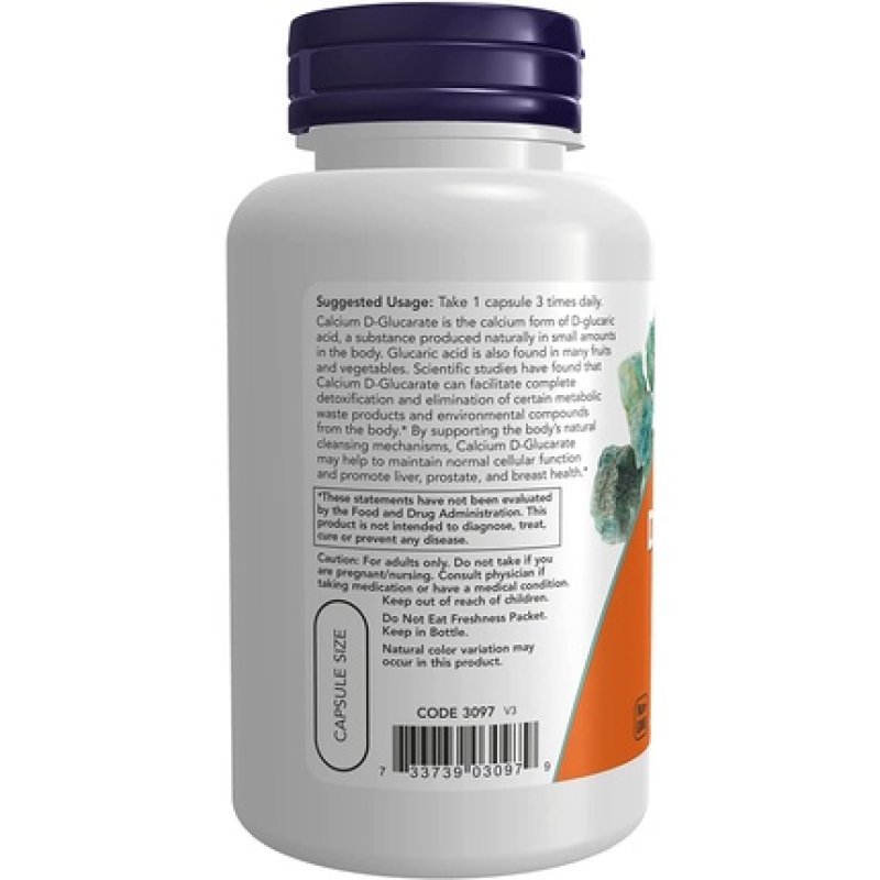 NOW Calcium D-Glucarate 500mg Detoxification Support 90 Veg Capsules