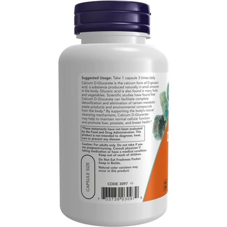 NOW Calcium D-Glucarate 500mg Detoxification Support 90 Veg Capsules