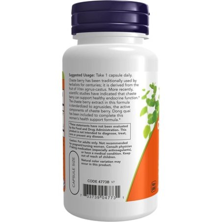 NOW Supplements Chaste Berry Vitex Extract 300mg with Dong Quai Women's Health 90 Veg Capsules